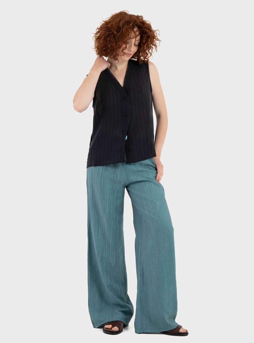 Black & Black  Relaxed Trousers - Petrol