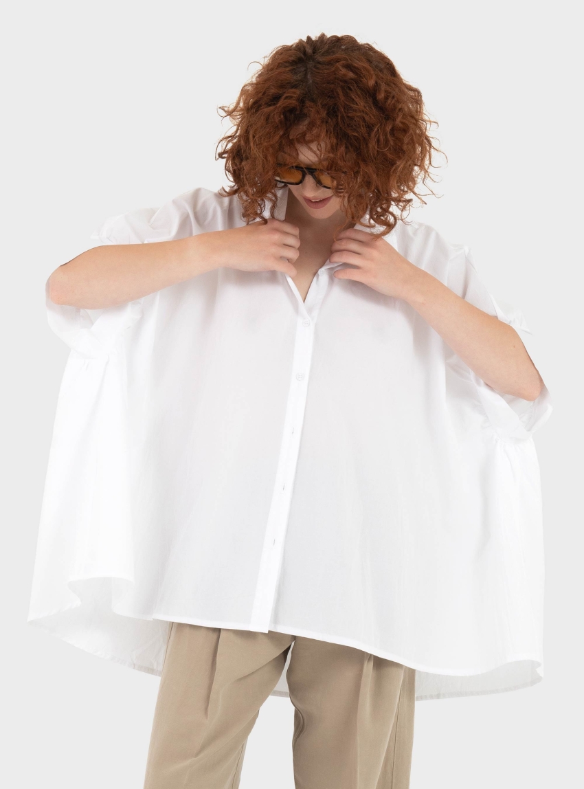 Black & Black  Oversized Short Sleeve Shirt - White