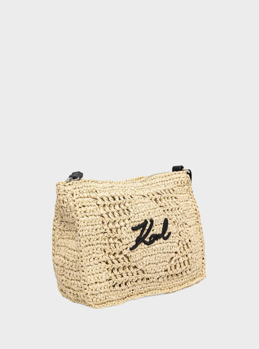 Karl Lagerfeld K/Signature Crochet Pouch - Natural