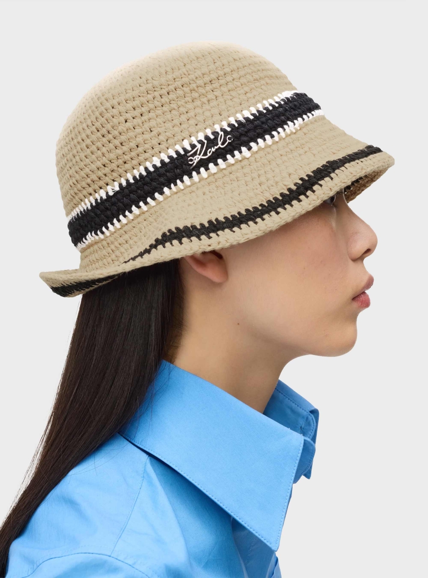 Karl Lagerfeld K/Signature Crochet Cloche - Beige