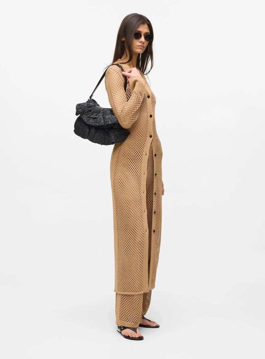 Karl Lagerfeld K/Signature Ruffle Shoulder Bag - Black