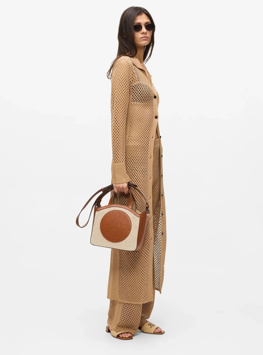 Karl Lagerfeld K/Circle Small Mesh Tote Bag - Tan