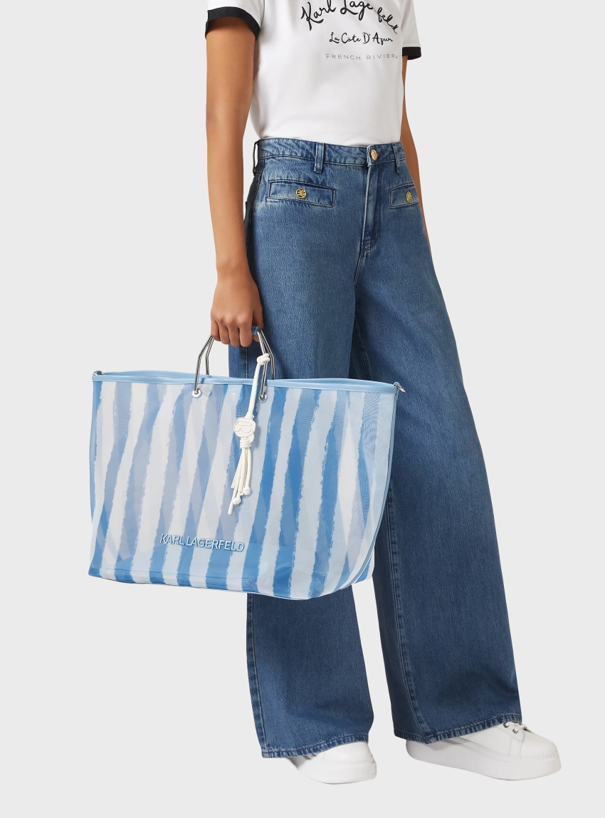 Karl Lagerfeld Ikon Mesh Xxl Tote - Striped Blue