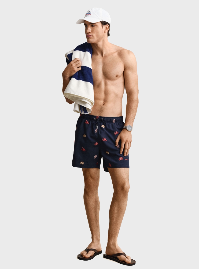 Gant Lobster Embroidered Swim Shorts - Navy