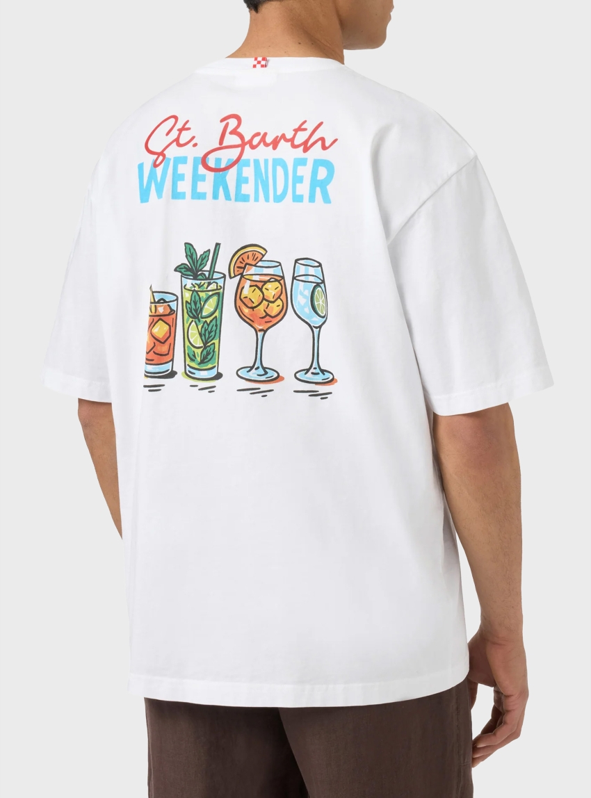 MC2 Saint Barth Delmar t-shirt with St. Barth Weekender print and maxi graphic on the back - White