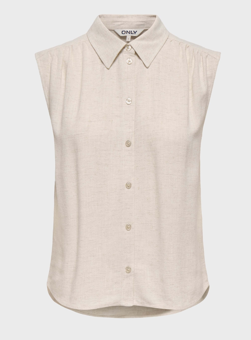 Only Siesta Sleeveless Linen Shirt - Ecru