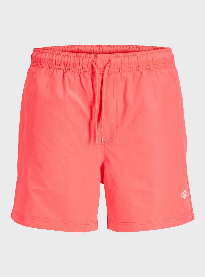 Jack & Jones Maui Tropic Solid Swim Shorts - Coral