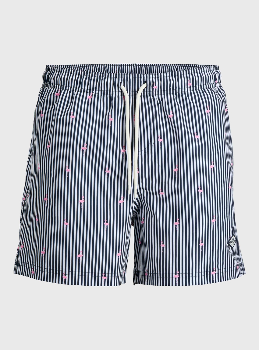 Jack & Jones Maui Breeze Mini Stripe Swim Shorts - Navy