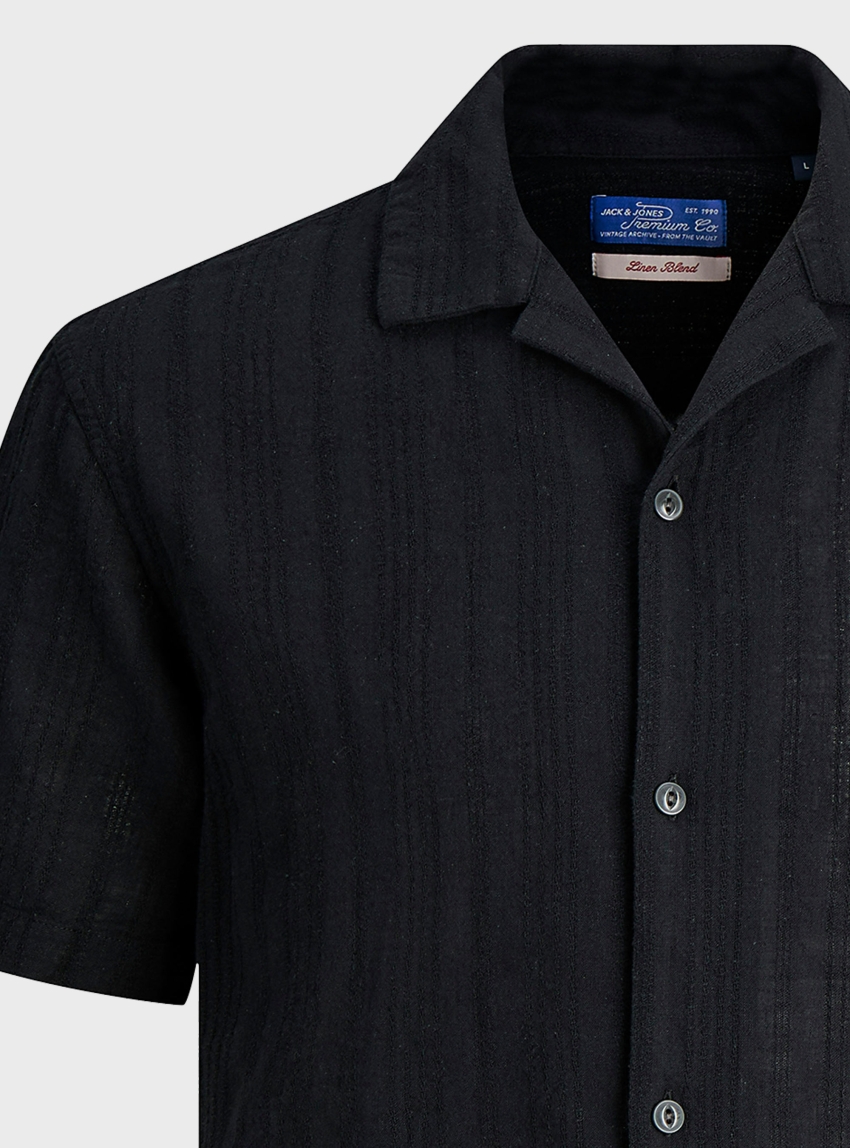 Jack & Jones Premium Summer Linen Blen Dobby Shirt - Black