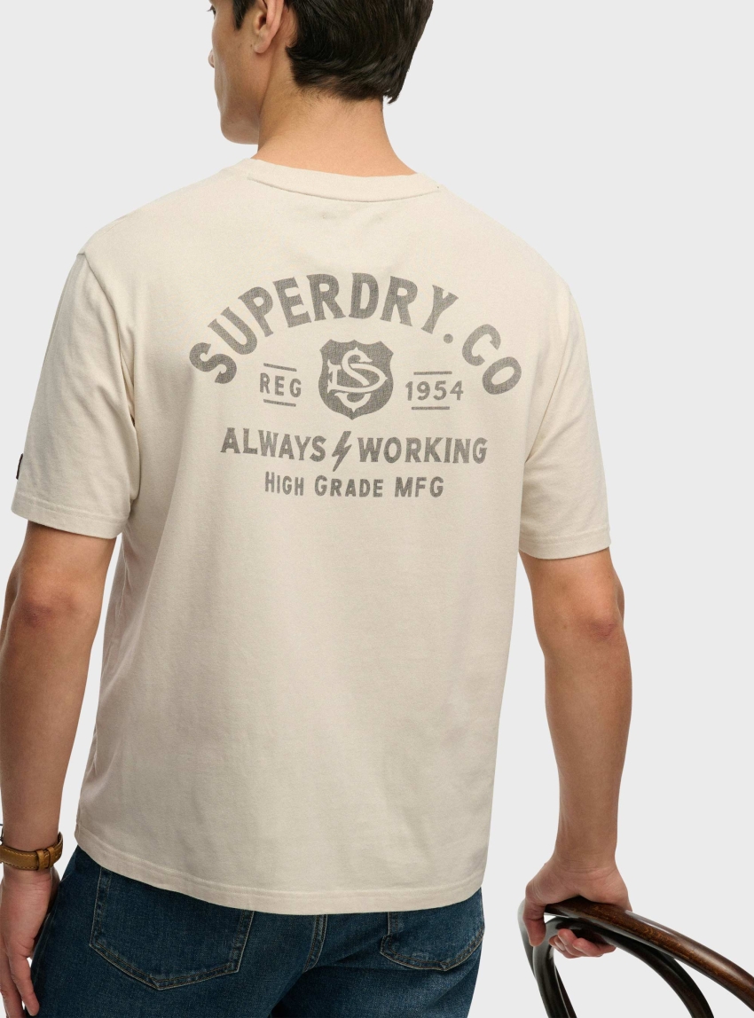 Superdry Heritage Biker Loose T-Shirt - Ecru