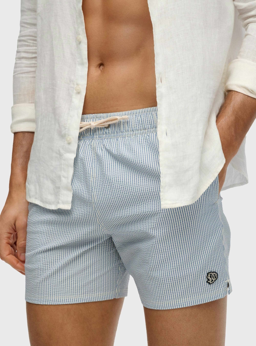 Superdry Seer Sucker Swim Shorts - Light Blue