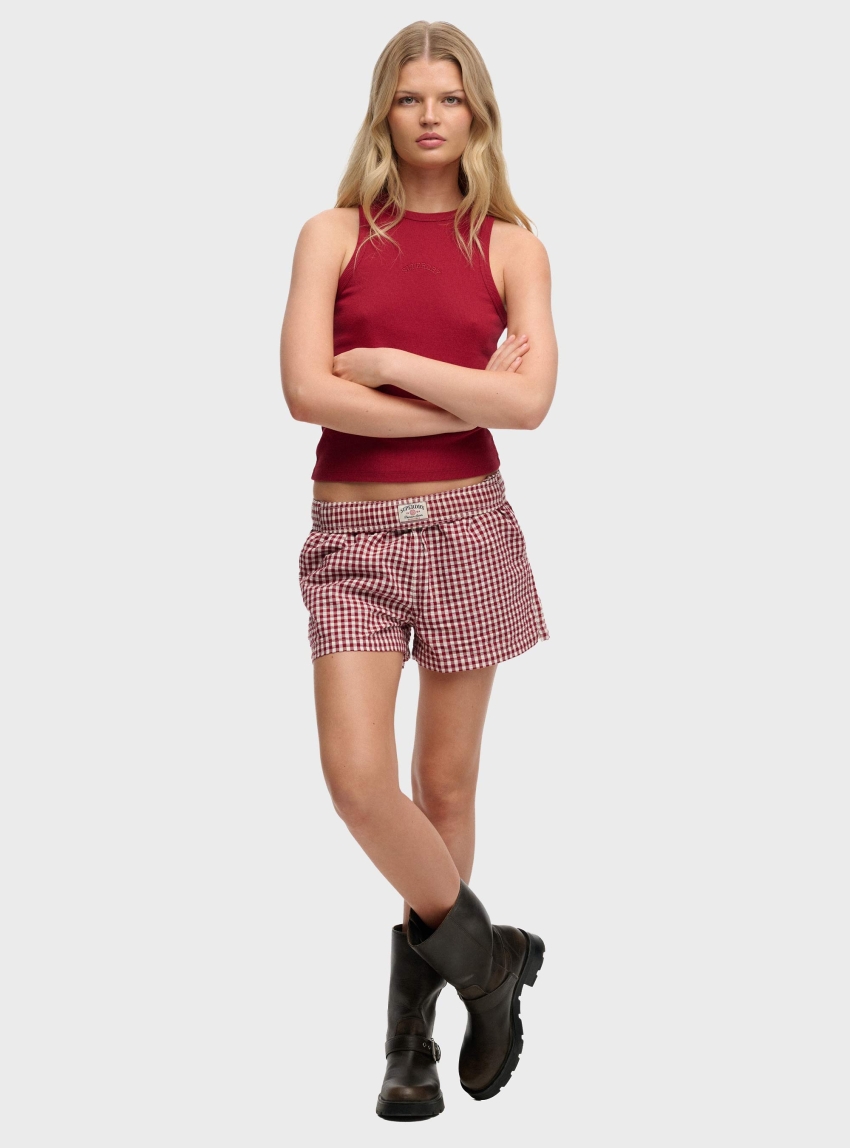 Superdry Organic Cotton Stripe Elasticated Shorts - Red