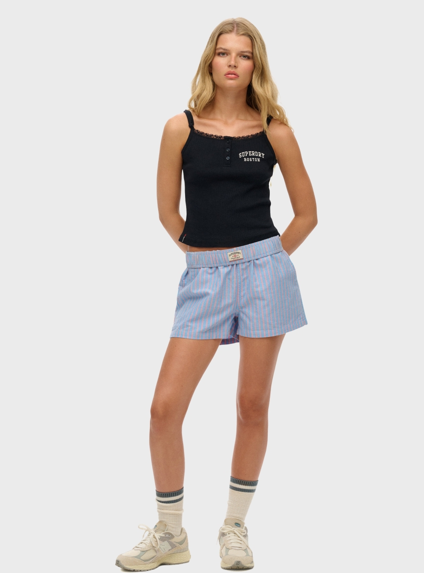 Superdry Organic Cotton Stripe Elasticated Shorts - Baby Pink