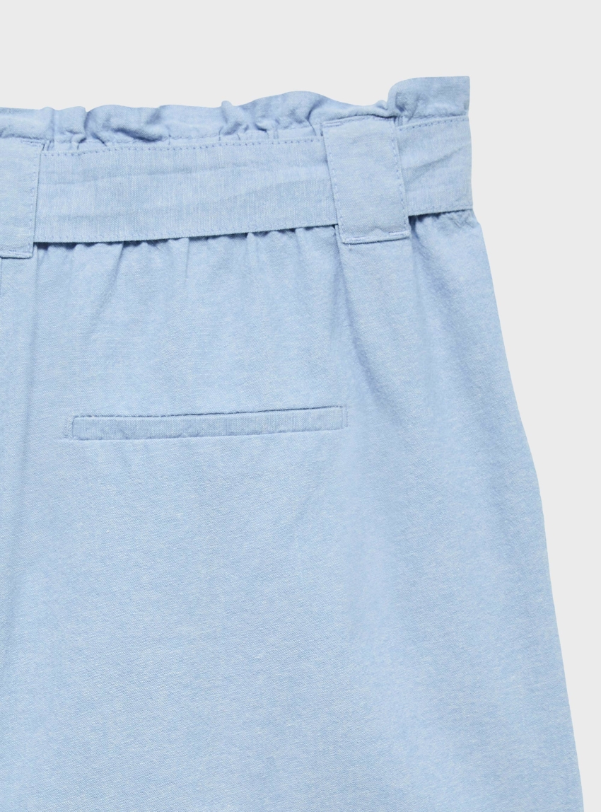 Vero Moda Norma High Waist Paperbag Chambray Culottes - Light Blue