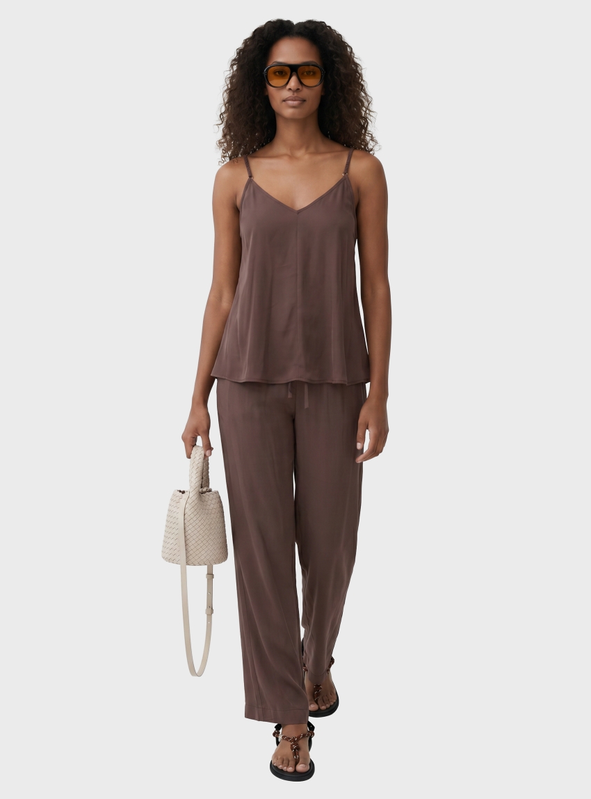 Only Madeli Oaklyn Long Pull Up Pants - Light Brown