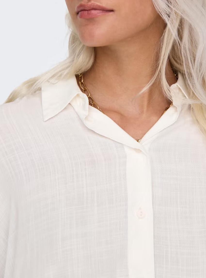 Only Astrid 2/4 Crop Shirt - White