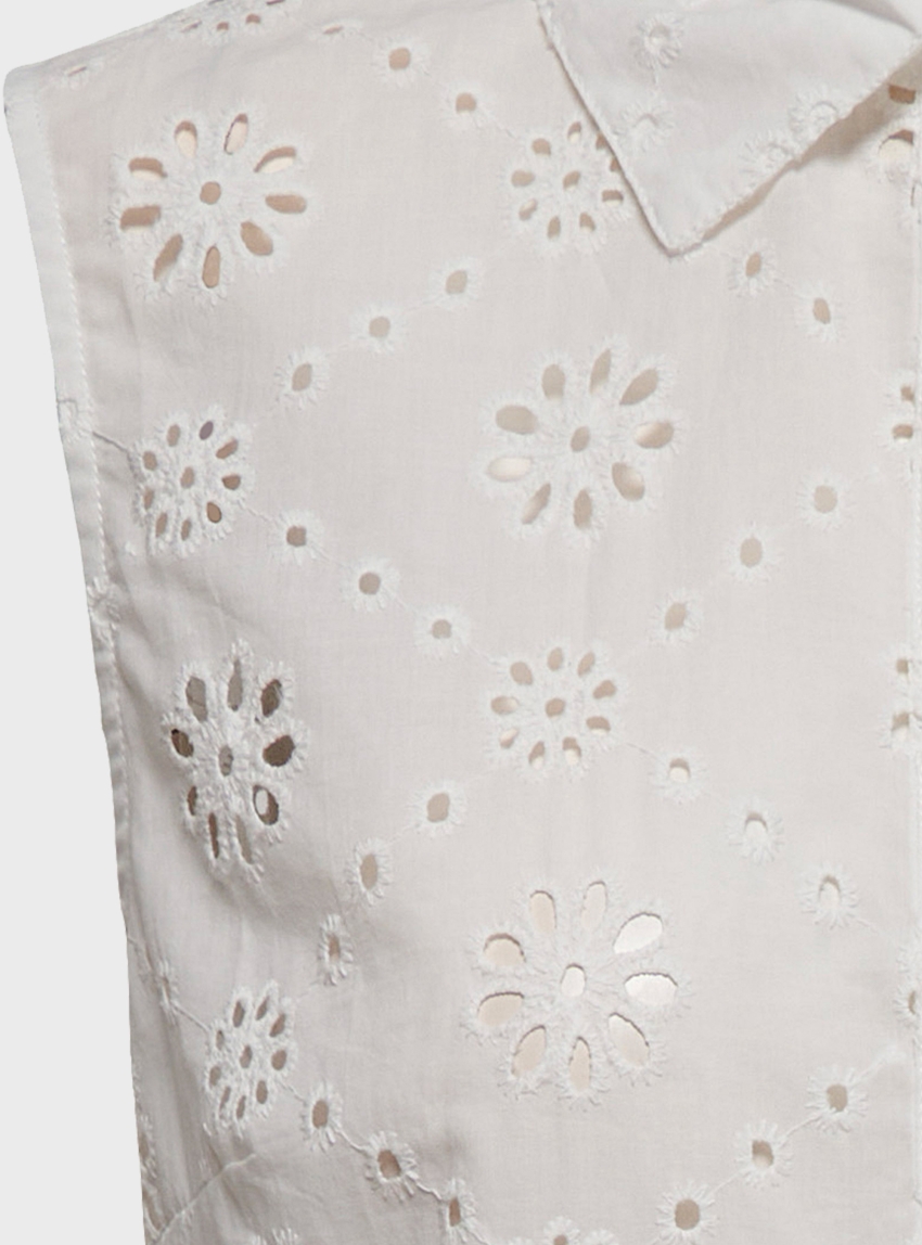 Only Alithea Sleeveless Embroidery Short Shirt - White