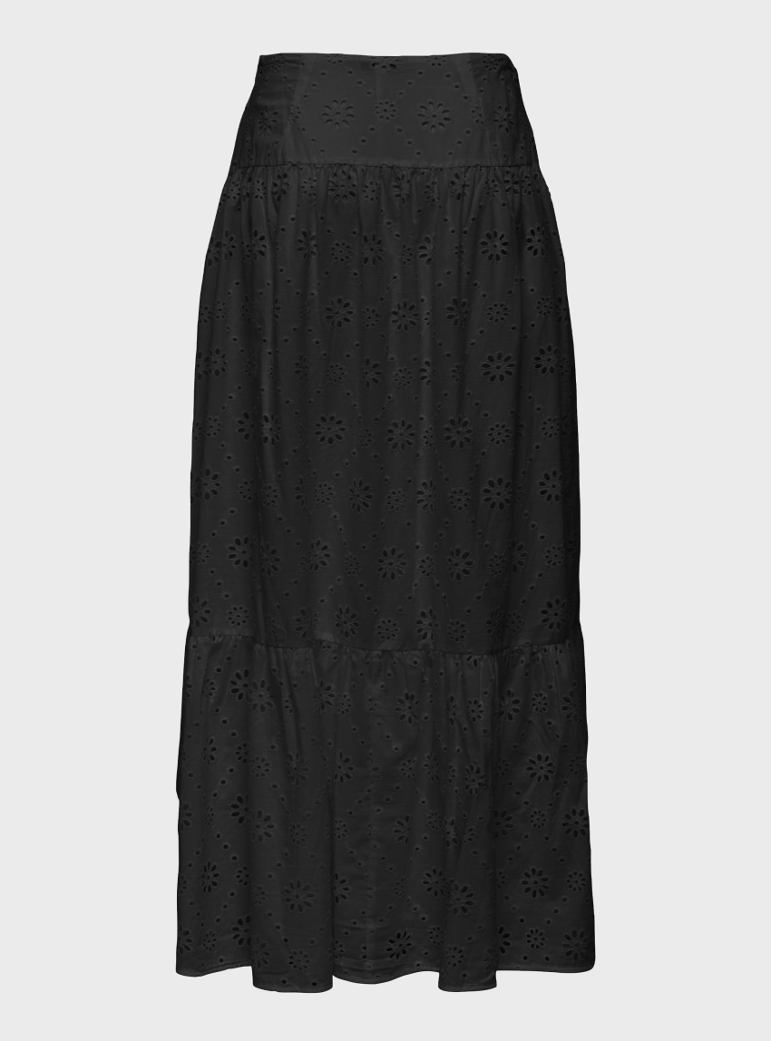 Only Alithea Long Embroidery Skirt - Black