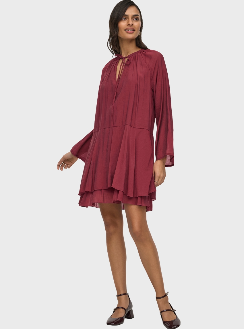 Jdy Harper Frill Dress - Dark Red