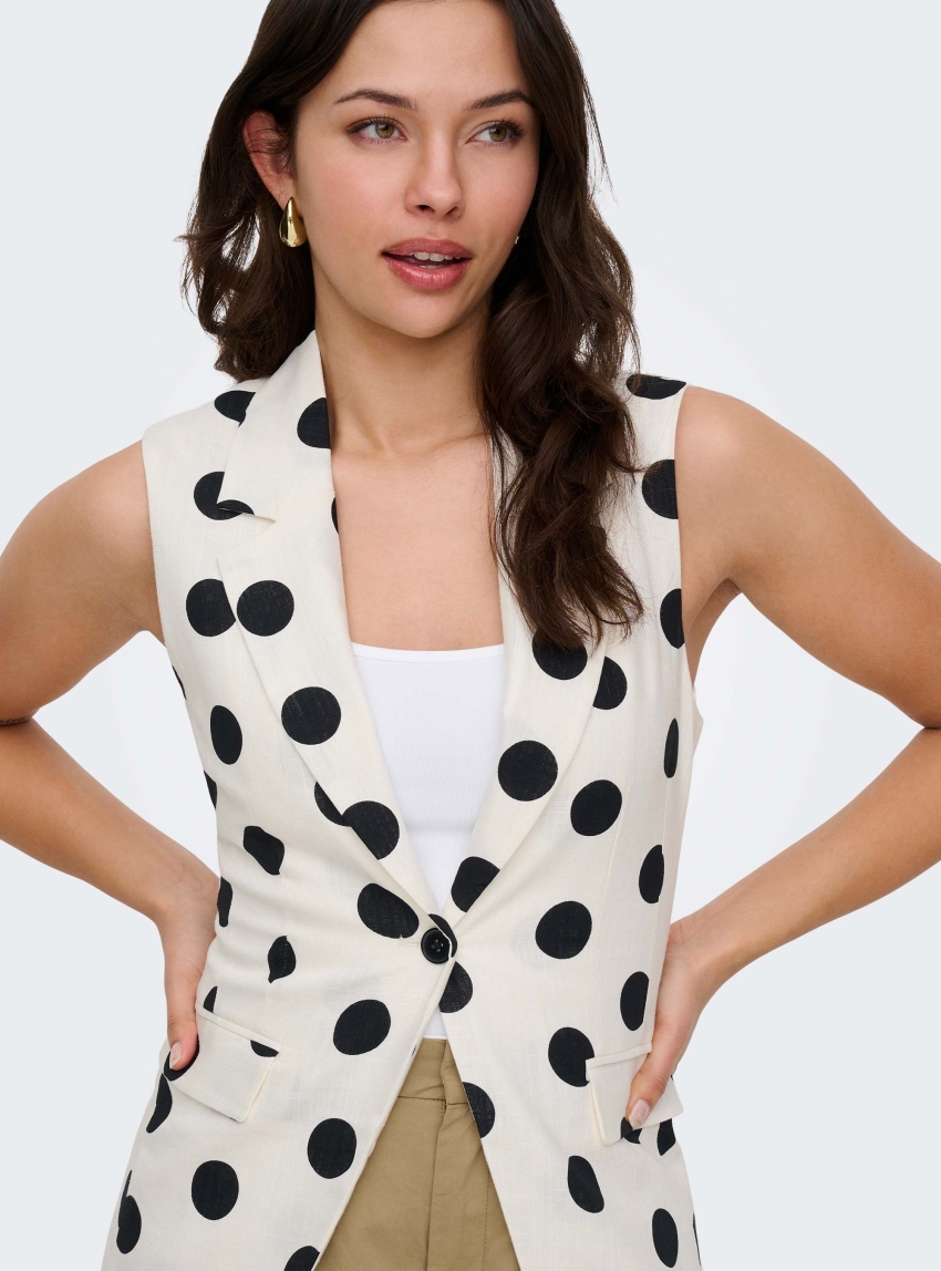 Only Viesta Linen Blend Waistcoat - White