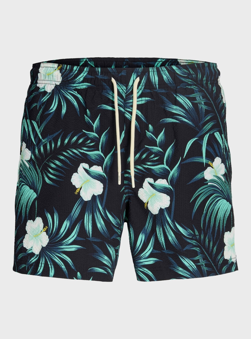 Jack & Jones Maui Flower Seersucker Swimshort - Black
