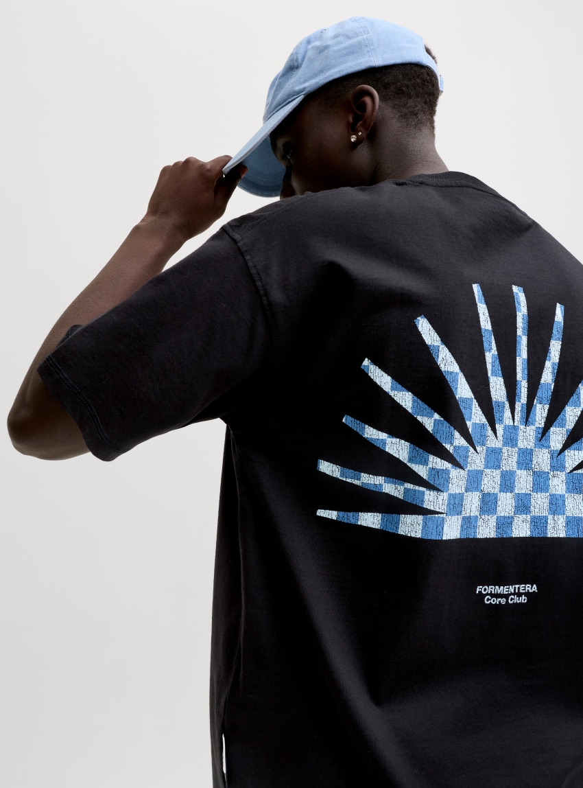 Jack & Jones Jcosolana Checkered Back Tee - Black