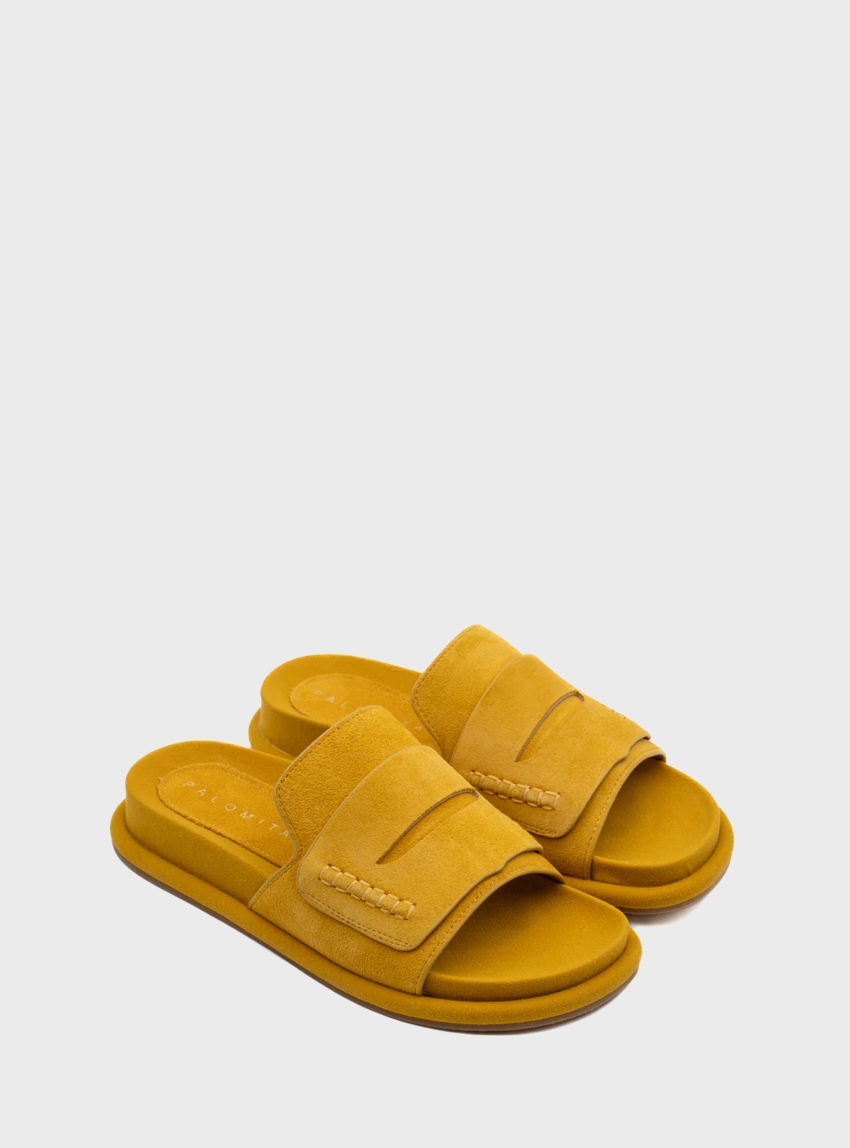 Palomitas by Paloma Barcelo Caliope Suede Sandals - Ochre