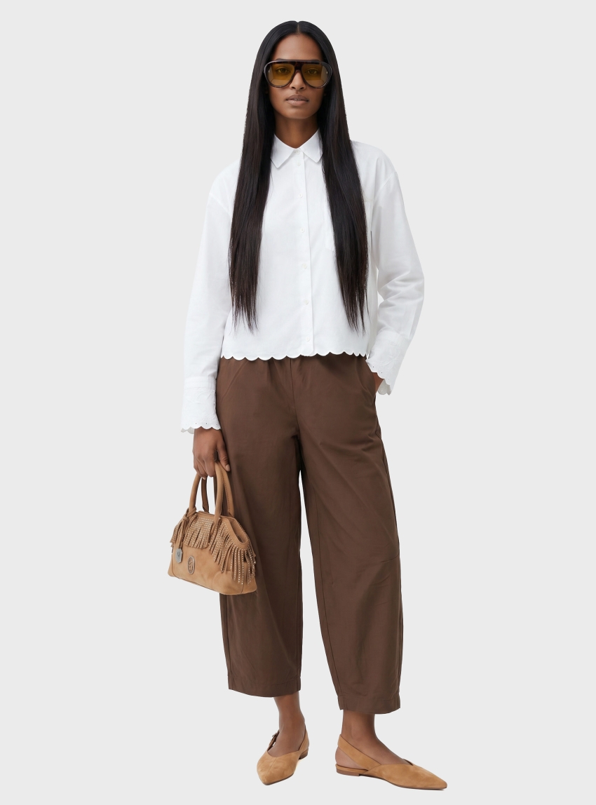Black & Black  Elastic Waist Balloon Pants - Brown