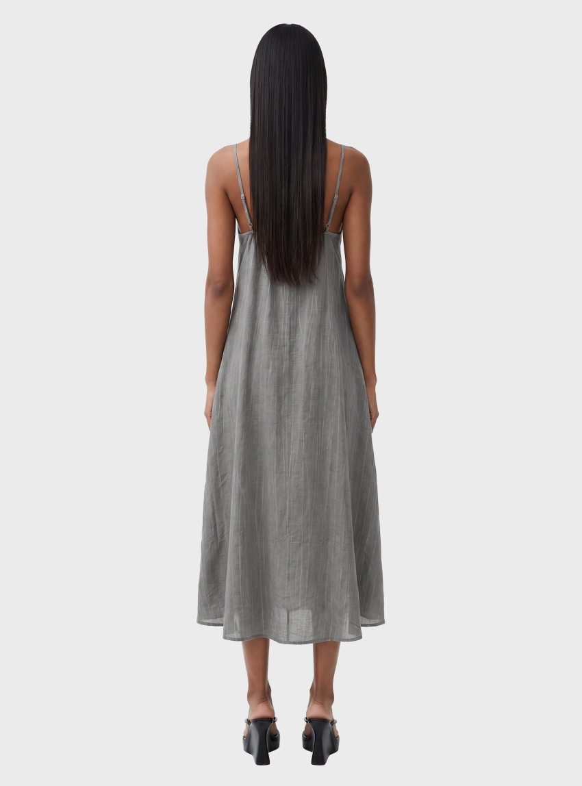 Black & Black  Drawstring Maxi Dress - Grey