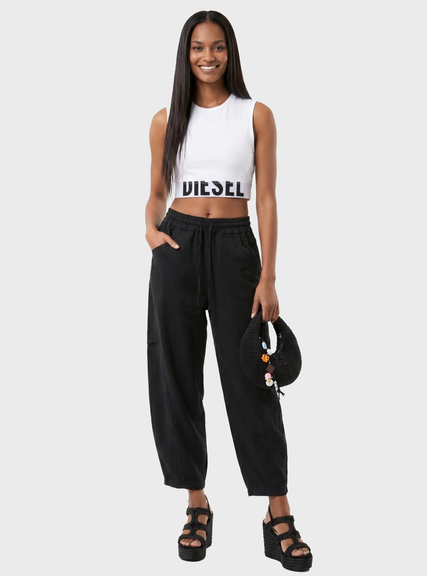 Black & Black  Relaxed Fit Trousers - Black