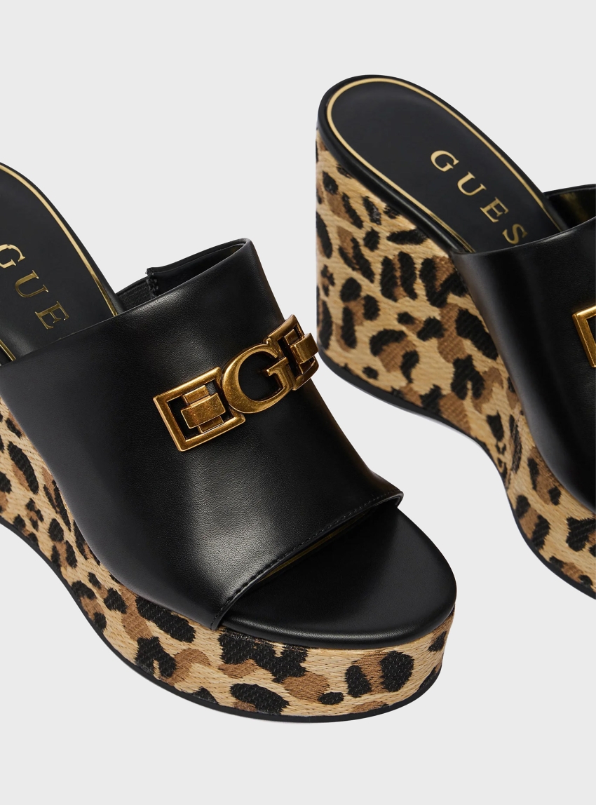 Guess Evenza Animalier Wedge - Black