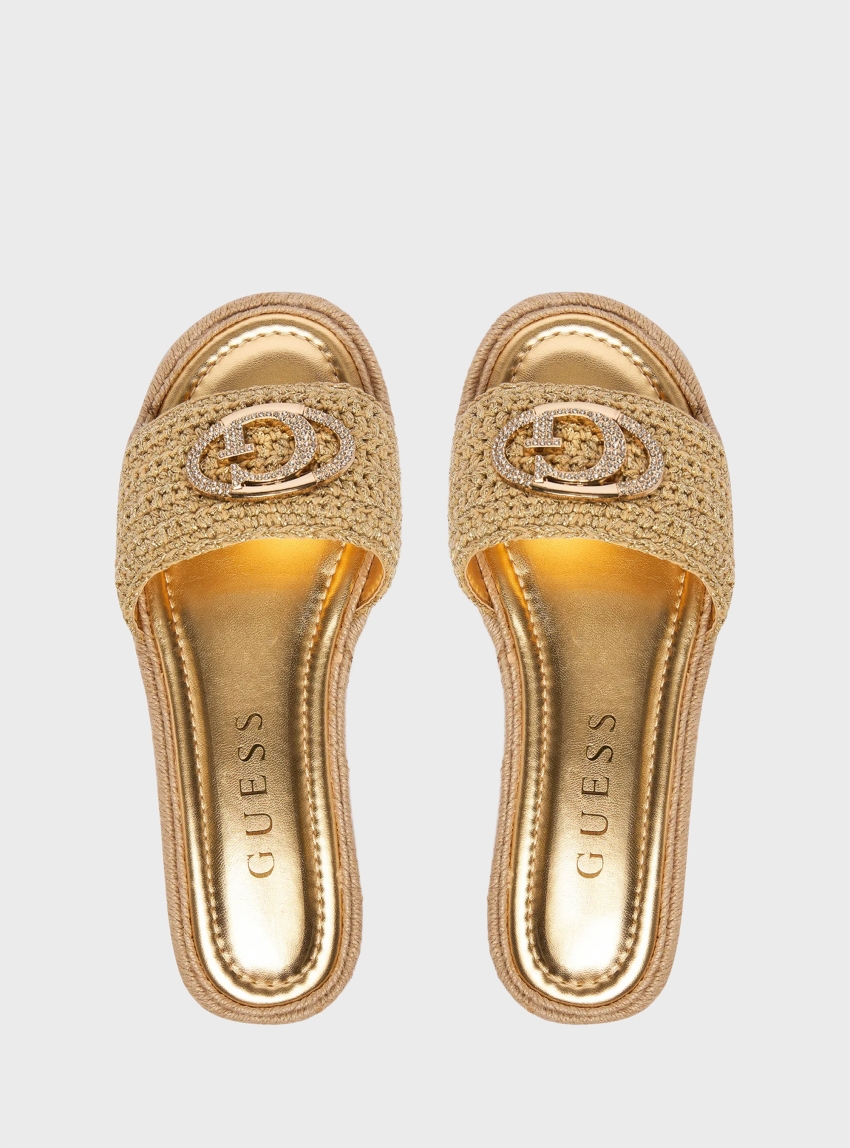Guess Kaylis Logo Sandals - Gold
