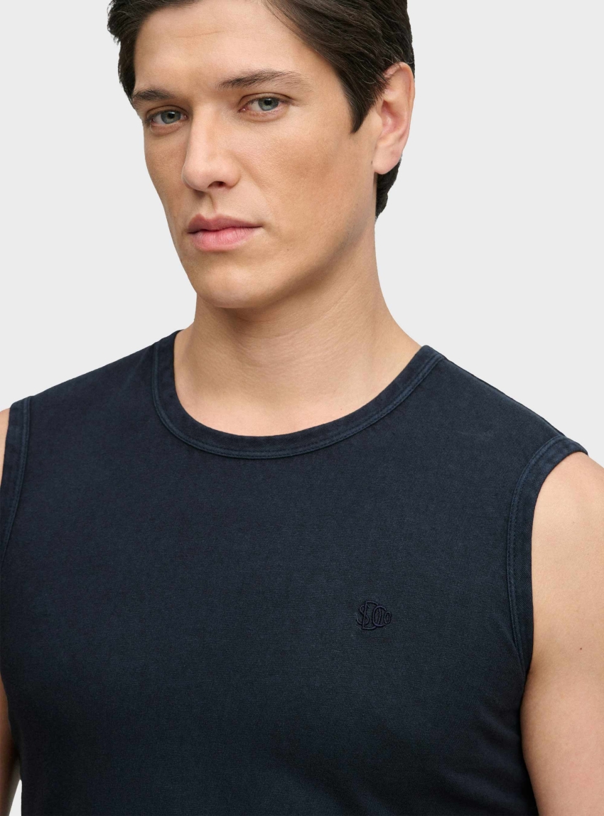 Superdry Classic Cotton Linen Tank Top - Navy