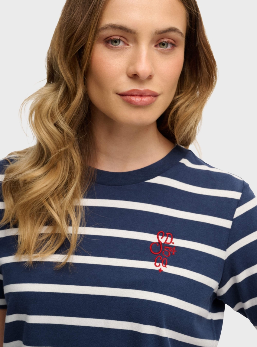 Superdry Heritage Hamptons Stripe T-Shirt - Striped Blue