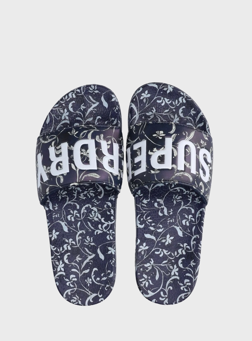 Superdry Printed Pool Slides - Navy