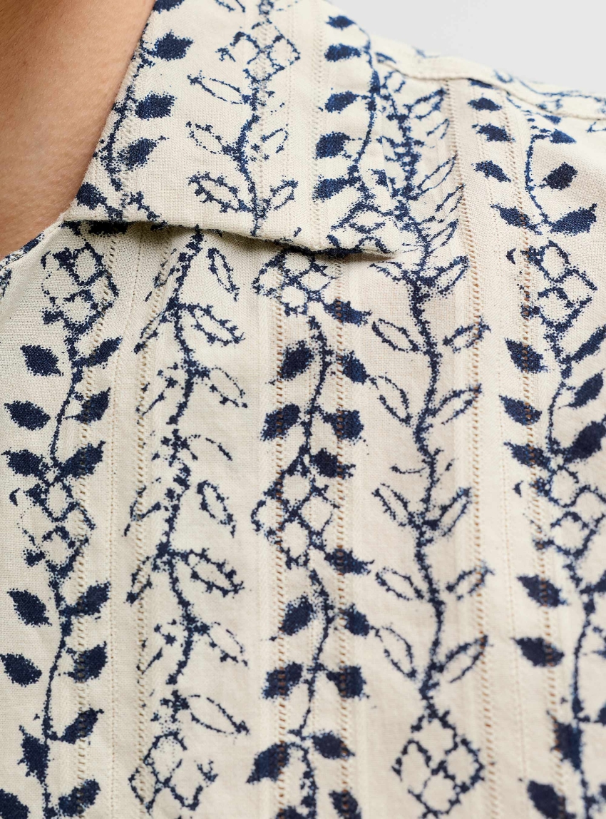 Jack & Jones Premium Lyon Print Dobby Shirt - Beige