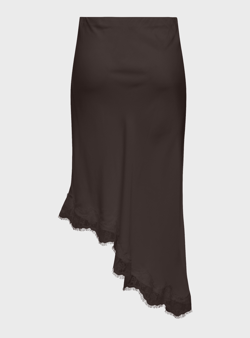 Only Faraya Satin Lace Skirt - Brown