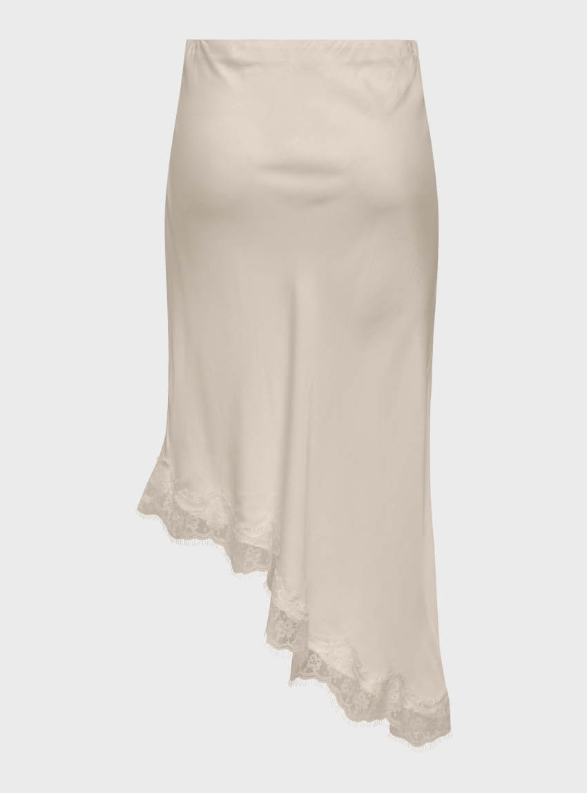 Only Faraya Satin Lace Skirt - Light Beige