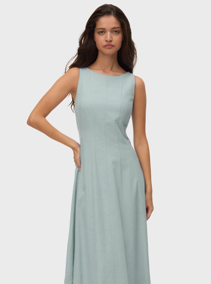 Vero Moda Norma Maxi Chambray Dress - Pale Green