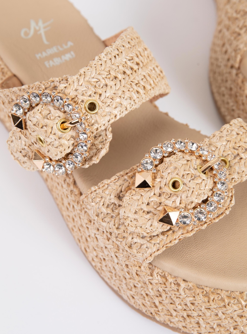 Mariella Fabiani Platform Sandals - Beige