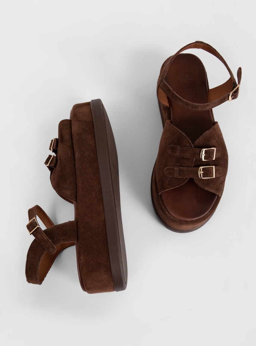 Mariella Fabiani Suede Platform Sandals - Dark Brown