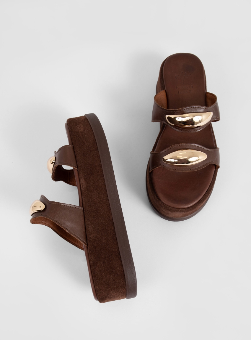 Mariella Fabiani Suede Platform Sandals - Dark Brown