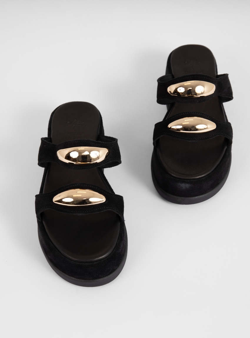 Mariella Fabiani Suede Platform Sandals - Black