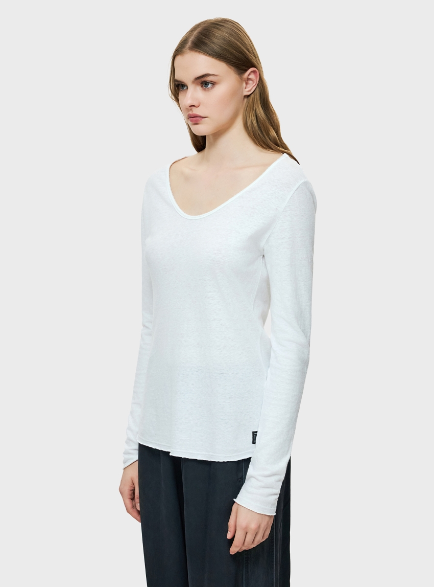 Dirty Laundry Linen Blend Longsleeve - White