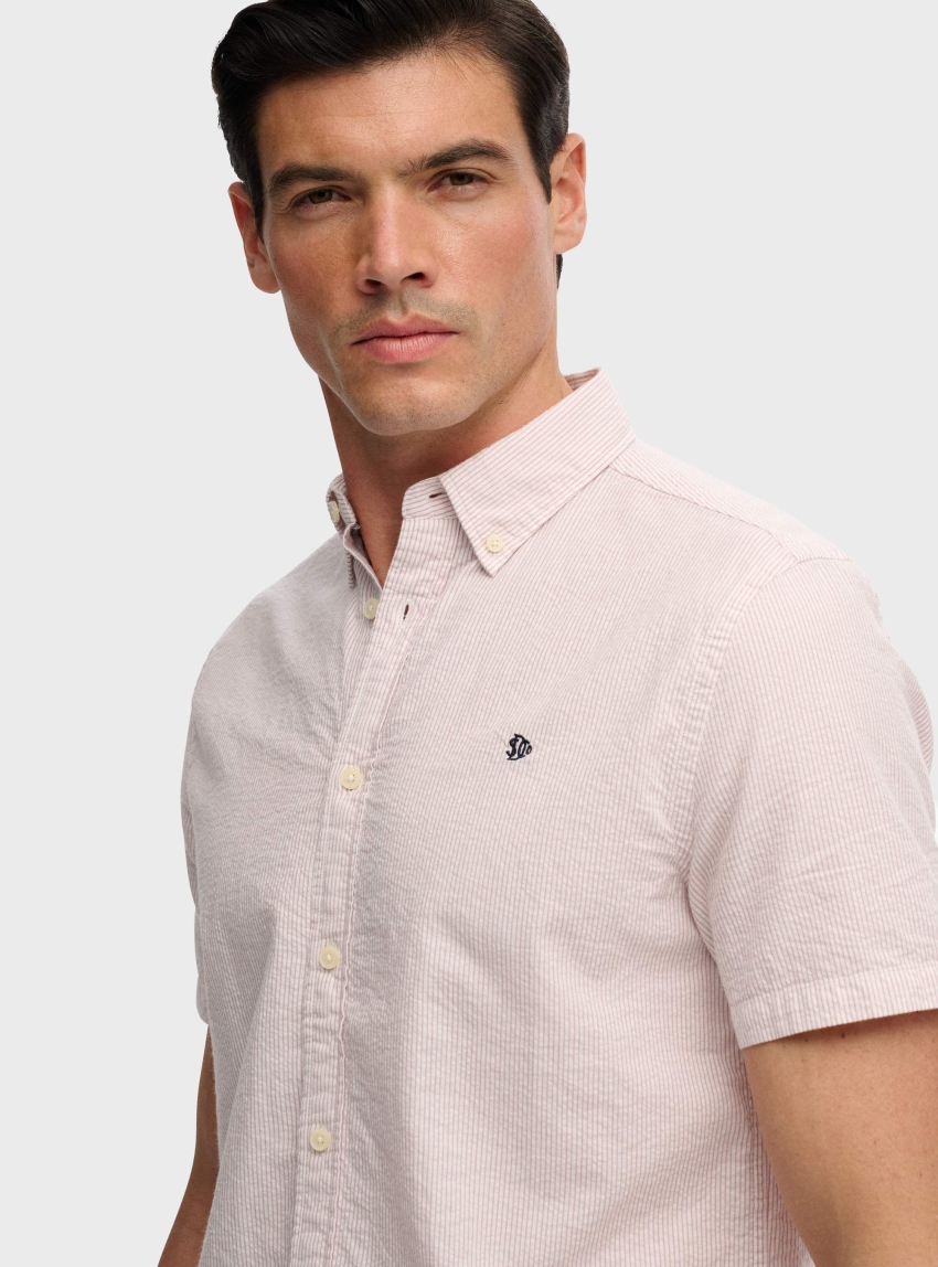 Superdry Classic Seersucker Short Sleeve Shirt - Pale Pink
