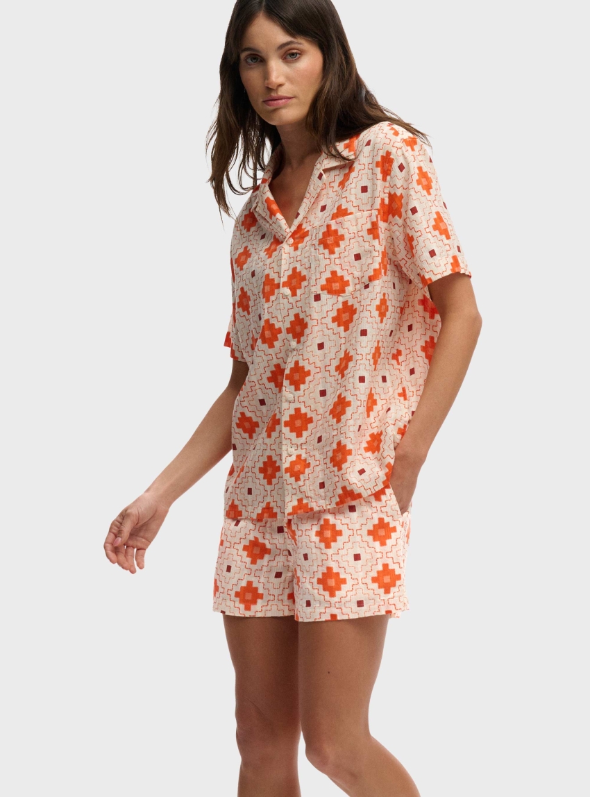 Superdry Cotton Printed Beach Shorts - Orange