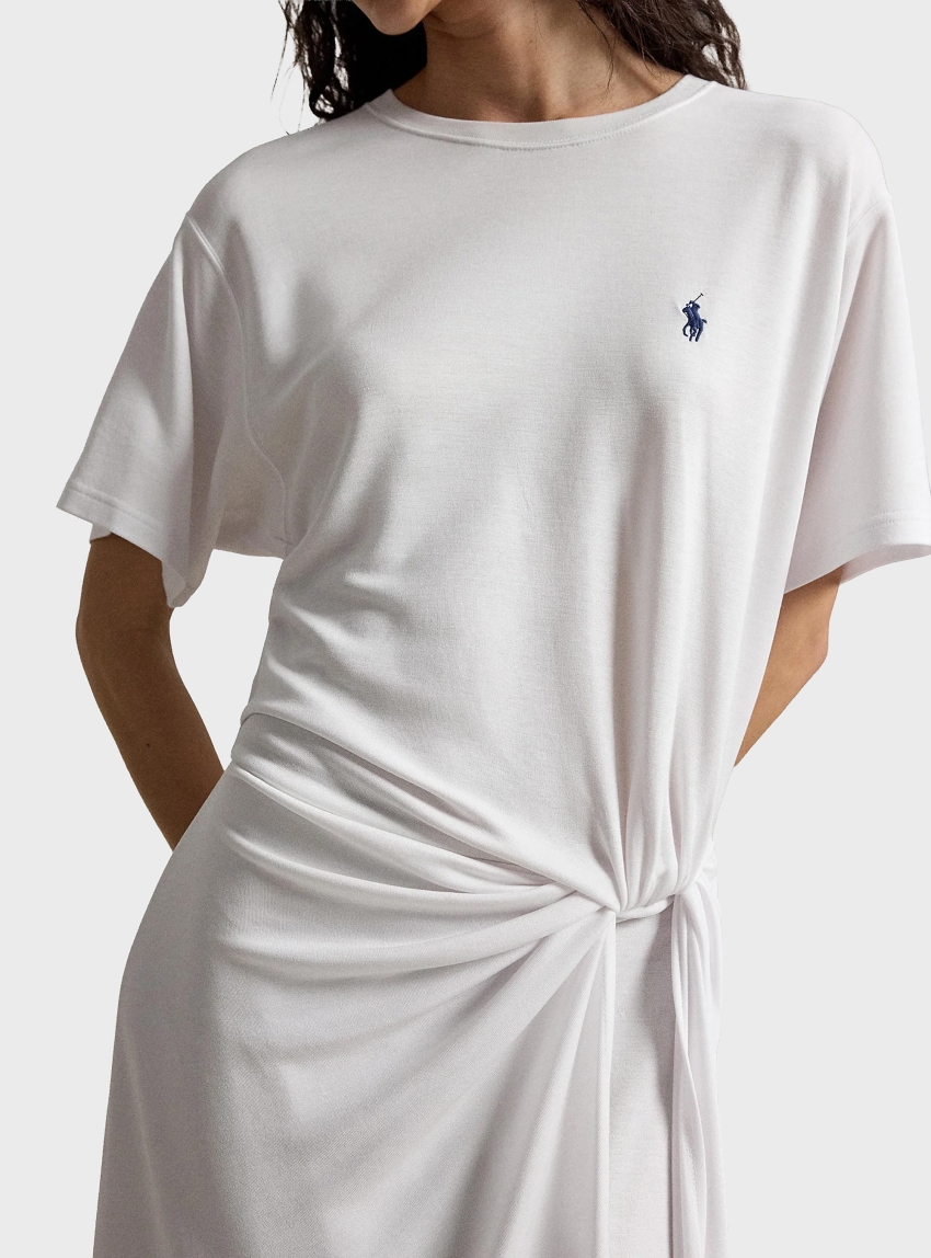 Polo Ralph Lauren Twist-Detail Tee Dress - White