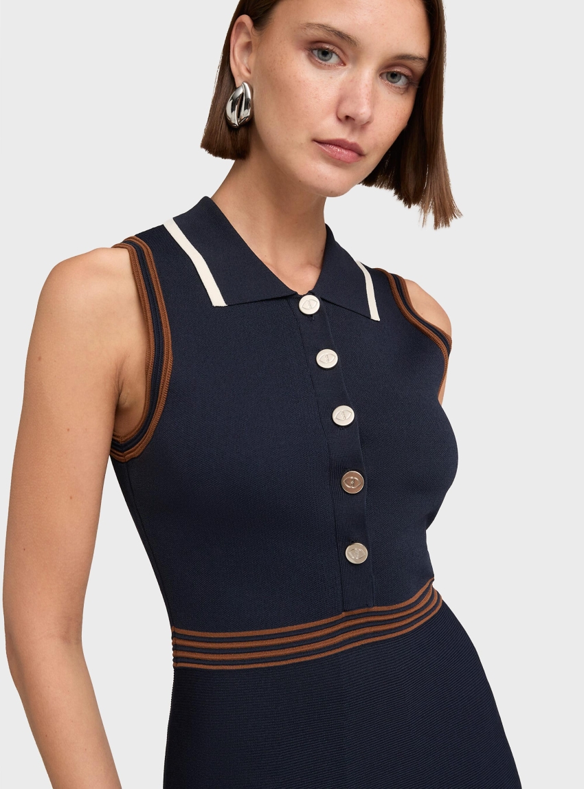 Motivi A-line dress with polo collar - Blue