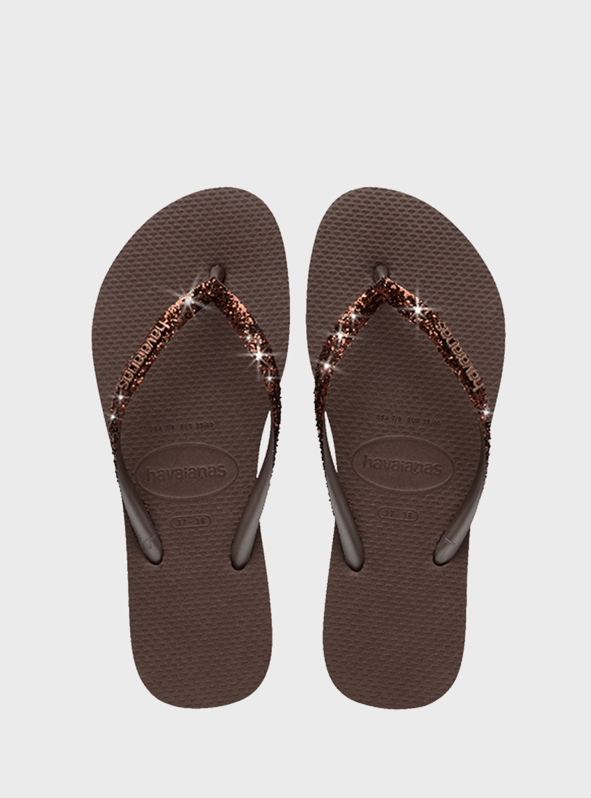 Havaianas  Slim Glitter Flip Flops - Brown