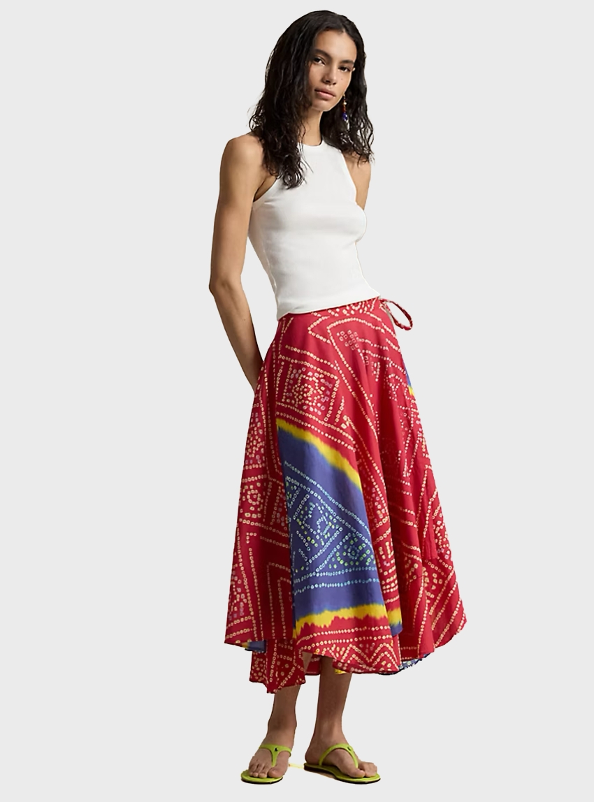 Polo Ralph Lauren Cotton Print Wrap Skirt - Multi Colors